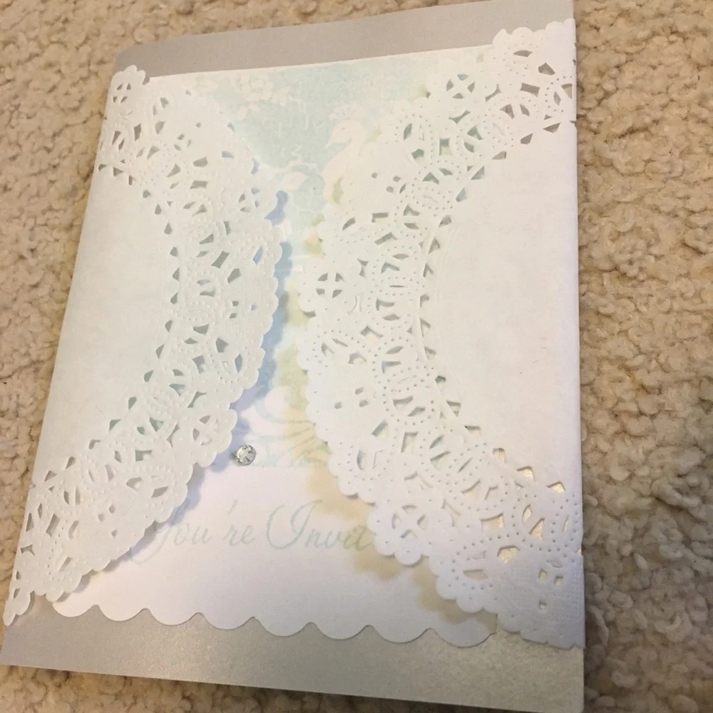 Handmade You’re Invited Peacock invitations